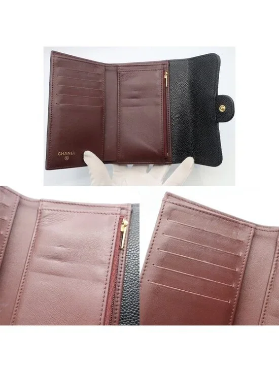 Chanel Quilted Medium Flap Wallet Trifold Caviar Leather Ap0232 - Picture 6 of 10